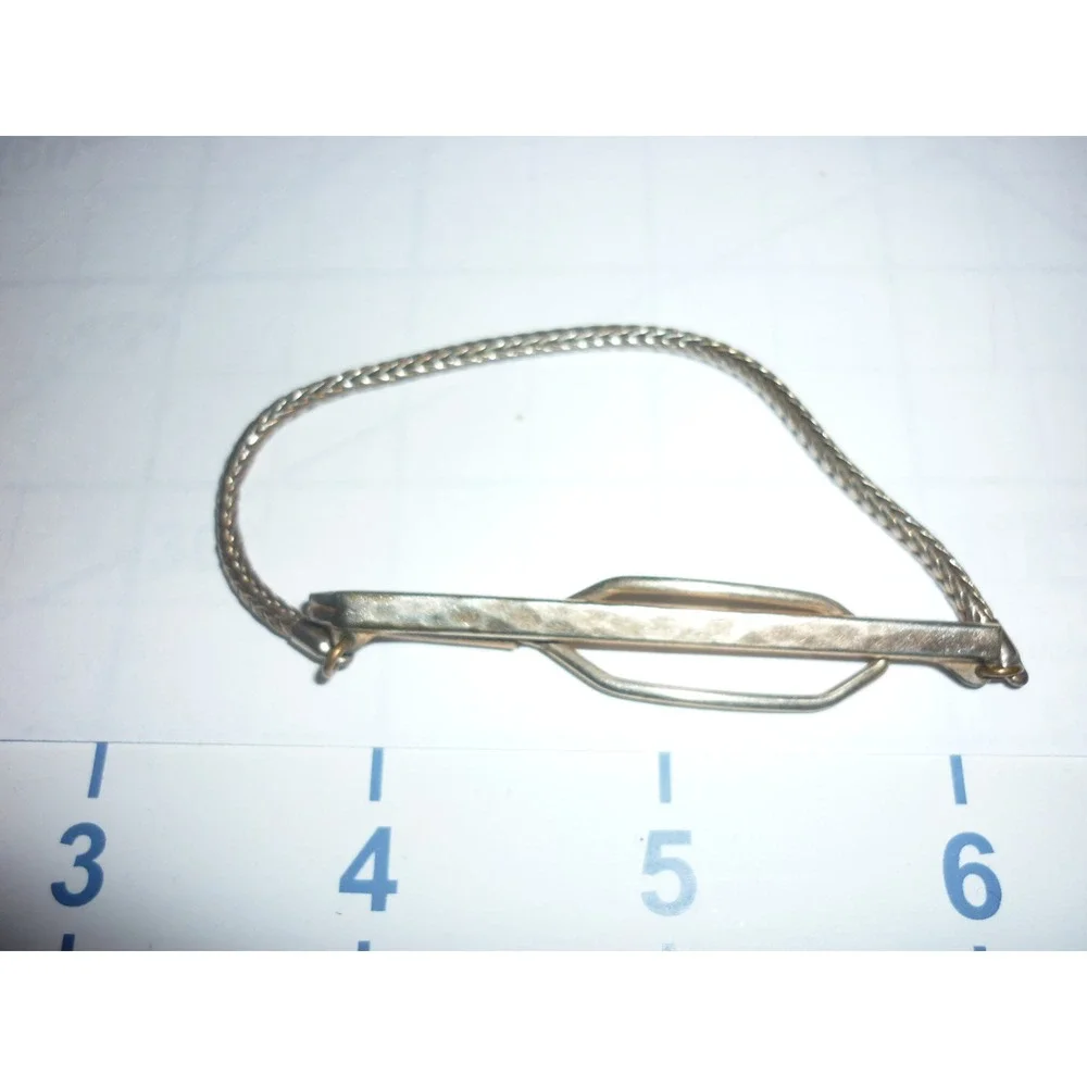 Mens Vintage Gold Tone Tie Clip Chain Chain Link Style Classic‎ Formal Accessory